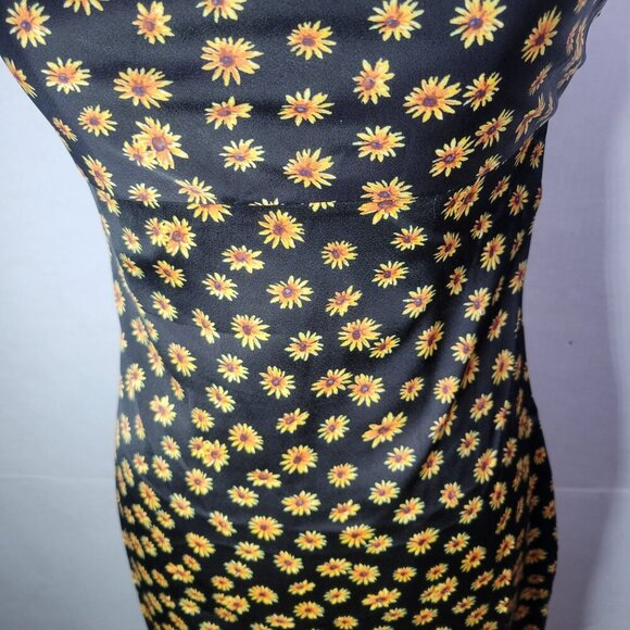 WeWoreWhat Black & Yellow Daisy Print Spaghetti Straps Midi Slip Dress Size 0 - Picture 7 of 10